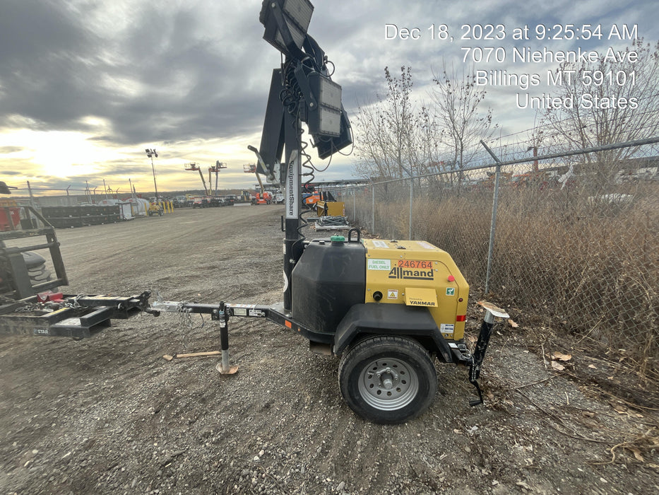 2022 Allmand NLV3GR (4) LED Light Fixture 350W, 23' Vertical Mast, 3kW Prime, Towable, ES Decals, T3