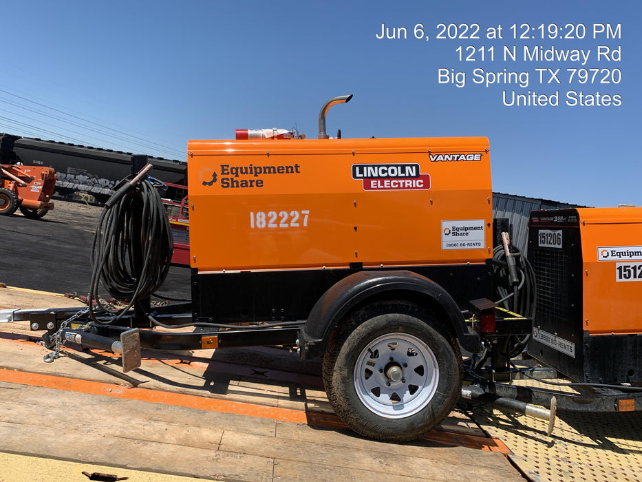 2021 Lincoln Electric Vantage 322 Vantage 322 Ready Pak 3 w/ Decals, ORANGE (includes trailer, cable rack, fender light kit) NO Telematics