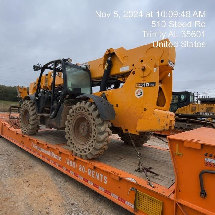 2019 JCB 510-56 Canopy, 74 HP, Solid Tires, STD Worklight, Beacon, Aux Hydraulics, Lifting Eye, Back up Alarm w/66" Carriage/60" Forks