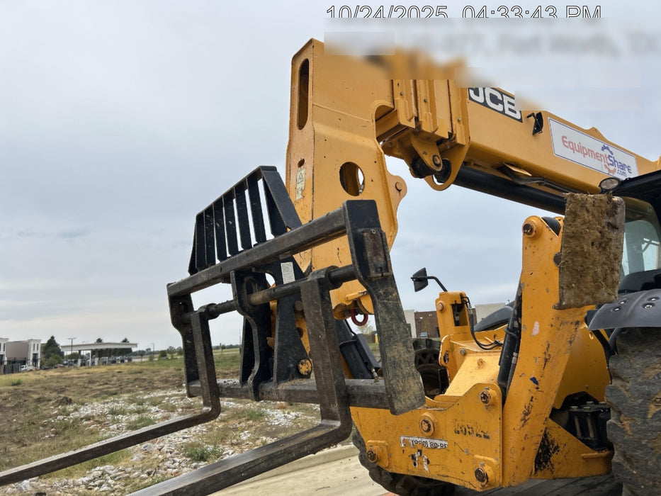 2019 JCB 510-56 74 HP w/Open ROPS, Beacon, Aux Hydraulics, Worklights, Solid Tires w/60" Carriage/Forks
