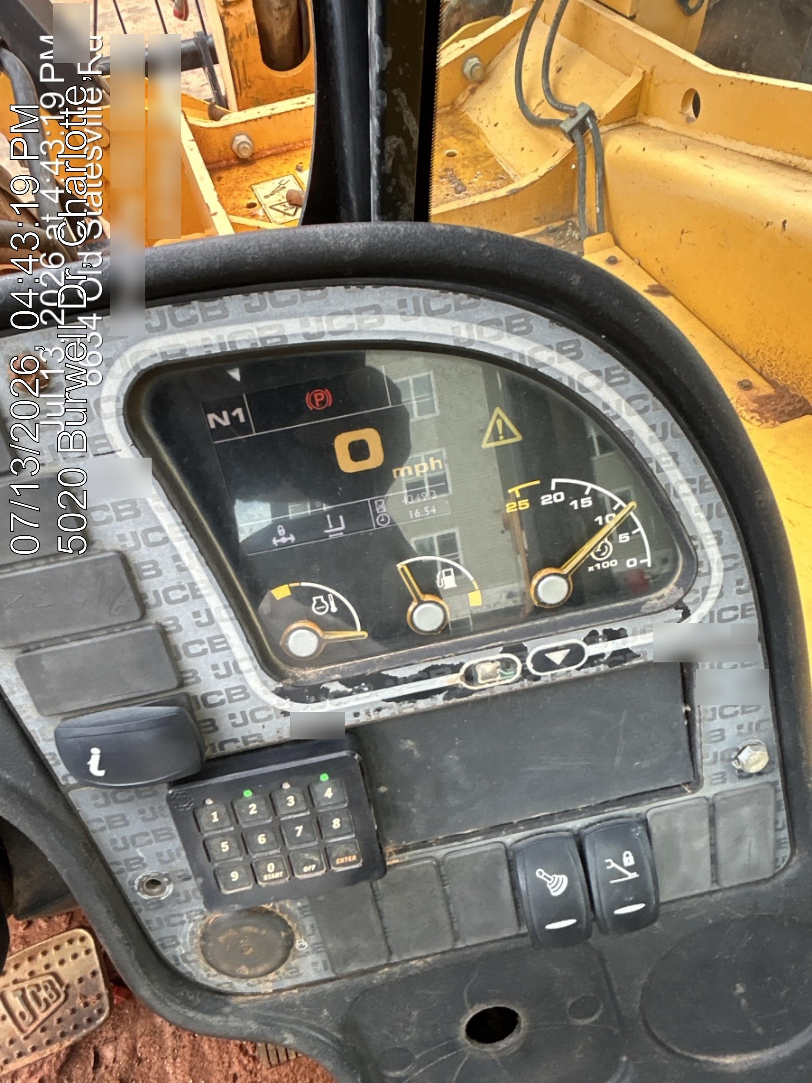 2019 JCB 510-56 Open ROPS, 74 HP, Solid Tires, Worklights, Beacon, Aux Hydraulics, Lifting Eye w/72" Carriage/60" Forks