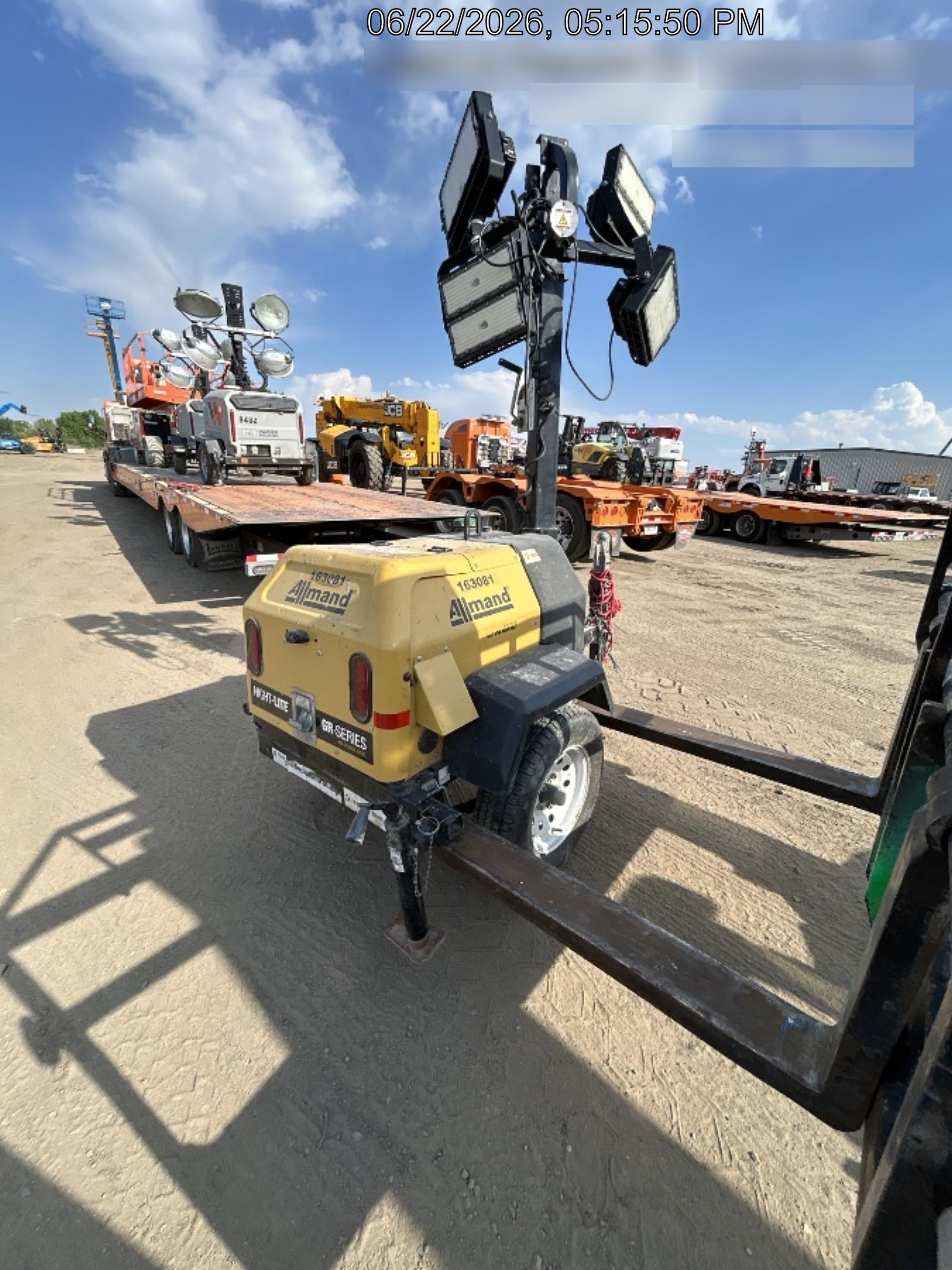2021 Allmand NLV3GR (4) LED Light Fixture 350W, 23' Vertical Mast, 3kW Prime, Towable, Deep Sea L401, Leveling Jacks, Yanmar T4F 5.8hp