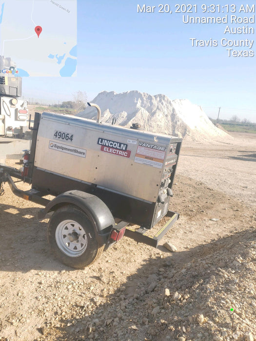 2019 Lincoln Electric Vantage 322 Ready-Pak 3, Two Wheel Trailer, Fender and Light Kit, Cable Rack