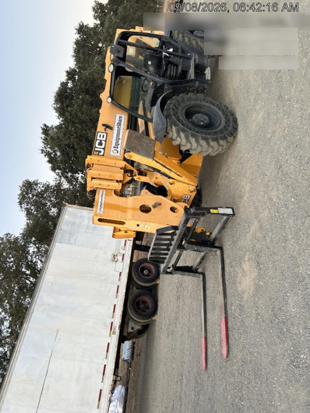 2019 JCB 510-56 Open ROPS, 74 HP, Solid Tires, Worklights, Beacon, Aux Hydraulics, Lifting Eye w/66" Carriage/60" Forks