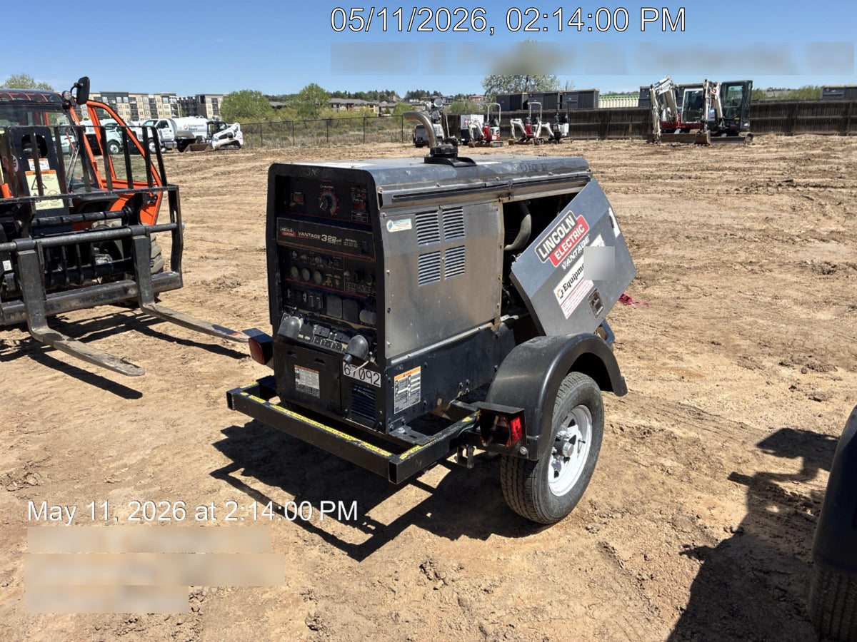 2020 Lincoln Electric Vantage 322 Welder Ready-Pak 3, Two wheel trailer, Fender and Light kit, Cable Rack