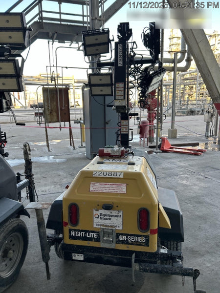 2022 Allmand NLV3GR (4) LED Light Fixture 350W, 23' Vertical Mast, 3kW Prime, Towable, Deep Sea L401, Leveling Jacks, Yanmar T4F 5.8hp