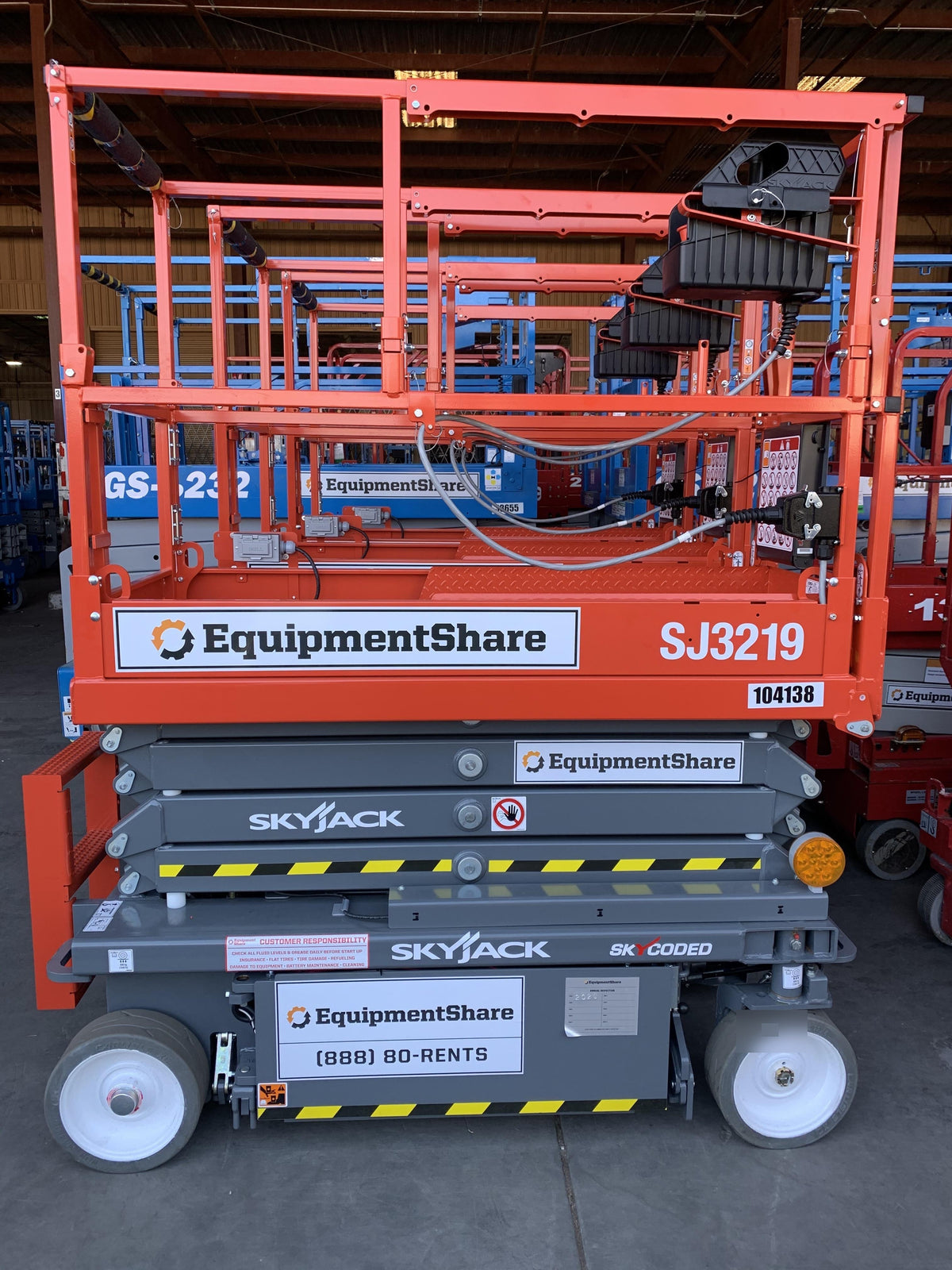 2020 Skyjack SJIII-3219 Solid NM Tires, Half height spring hinged entry gate, Dual Beacons, 800W Inverter