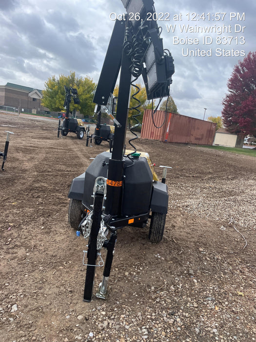 2022 Allmand NLV3GR (4) LED Light Fixture 350W, 23' Vertical Mast, 3kW Prime, Towable, ES Decals, T3