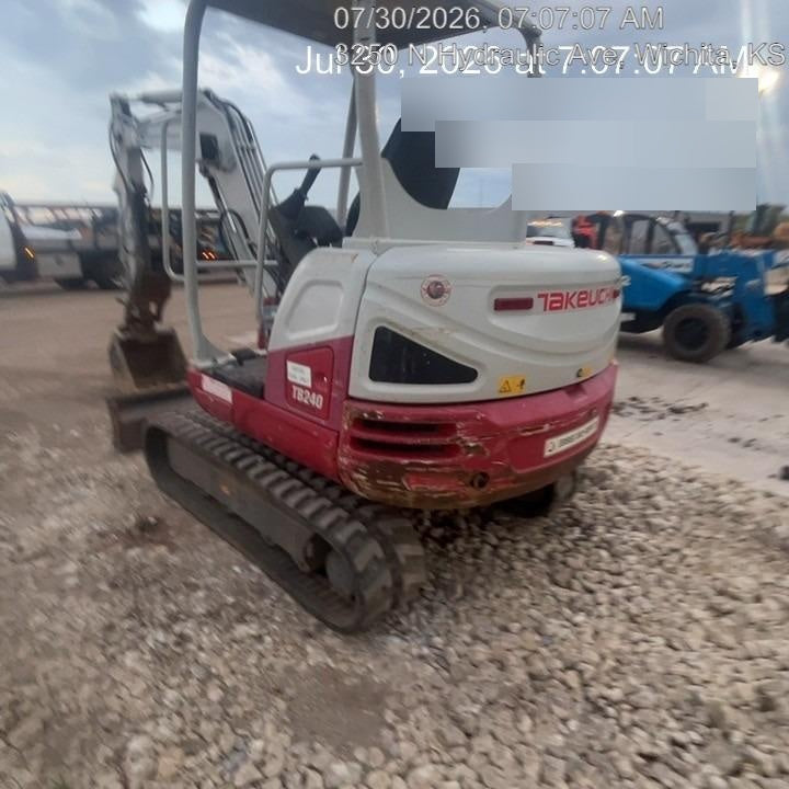 2019 Takeuchi TB240 Takeuchi TB240 Canopy w/Rubber Tracks, Auxiliary Hydraulics, Manual QC, Hydraulic Thumb, 12/18/24" Buckets