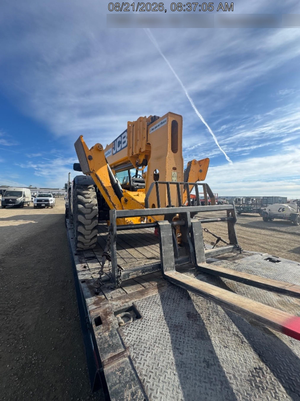 2019 JCB 510-56 Open ROPS, 74 HP, Solid Tires, Worklights, Beacon, Aux Hydraulics, Lifting Eye w/66" Carriage/60" Forks