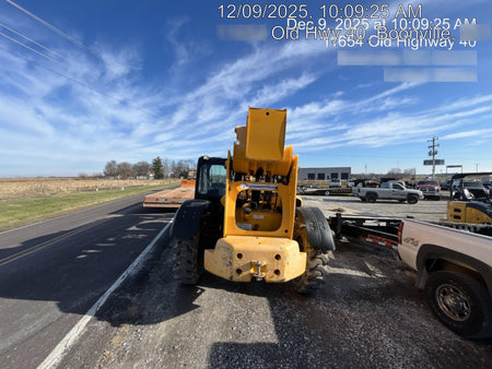 2019 JCB 510-56 Enclosed Cab, 74 HP, Solid Tires, Worklights, Beacon, Aux Hydraulics, Lifting Eye w/66" Carriage/60" Forks