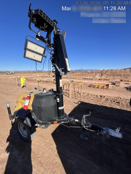 2022 Allmand NLV3GR (4) LED Light Fixture 350W, 23' Vertical Mast, 3kW Prime, Towable, Deep Sea L401, Leveling Jacks, Yanmar T4F 5.8hp