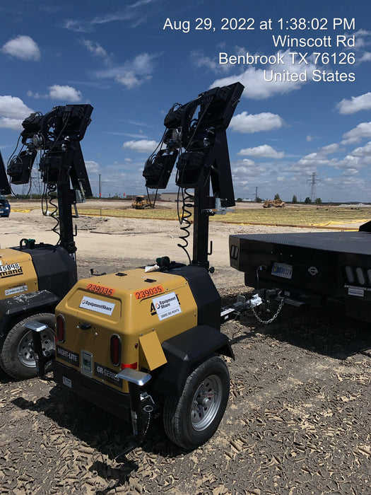 2022 Allmand NLV3GR (4) LED Light Fixture 350W, 23' Vertical Mast, 3kW Prime, Towable, Deep Sea L401, Leveling Jacks, Yanmar T4F 5.8hp