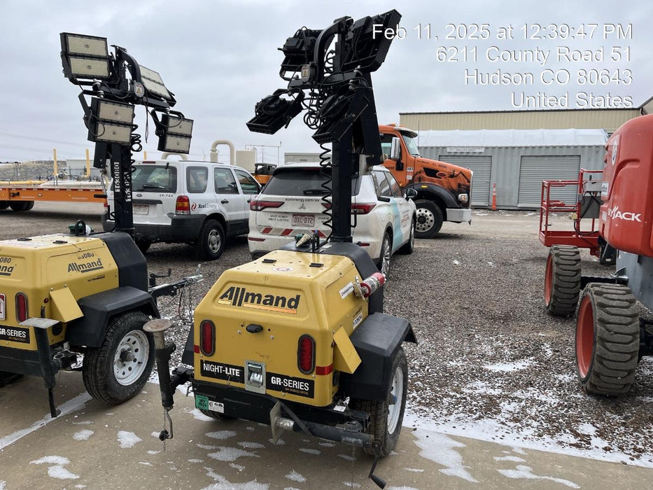 2021 Allmand NLV3GR (4) LED Light Fixture 350W, 23' Vertical Mast, 3kW Prime, Towable, Deep Sea L401, Leveling Jacks, Yanmar T4F 5.8hp