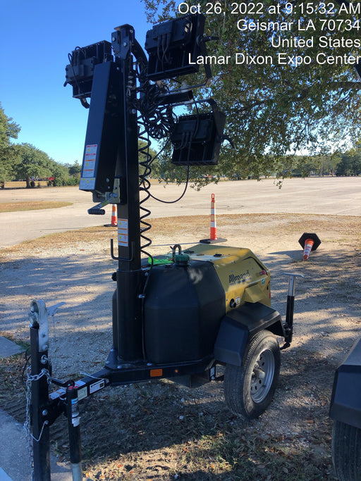 2022 Allmand NLV3GR (4) LED Light Fixture 350W, 23' Vertical Mast, 3kW Prime, Towable, Deep Sea L401, Leveling Jacks, Yanmar T4F 5.8hp