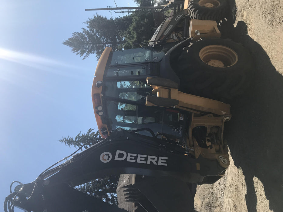 2020 John Deere 410L - Extendable Stick Cab/Heat/Air, 4WD, Extendable Stick, Pilot Controls, 2 Way Hydraulics, TAG Manual QC