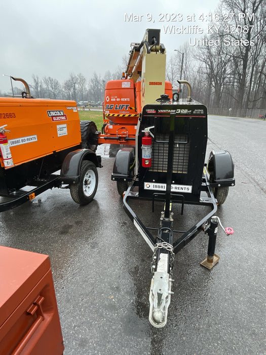 2019 Lincoln Electric Vantage 322 Welder Ready-Pak 3, Two wheel trailer, Fender and Light kit, Cable Rack