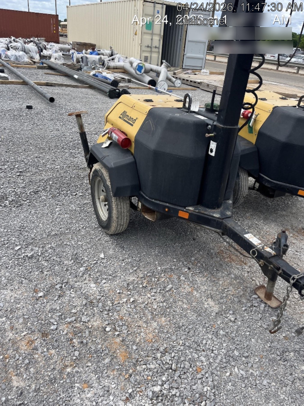 2022 Allmand NLV3GR (4) LED Light Fixture 350W, 23' Vertical Mast, 3kW Prime, Towable, Deep Sea L401, Leveling Jacks, Yanmar T4F 5.8hp