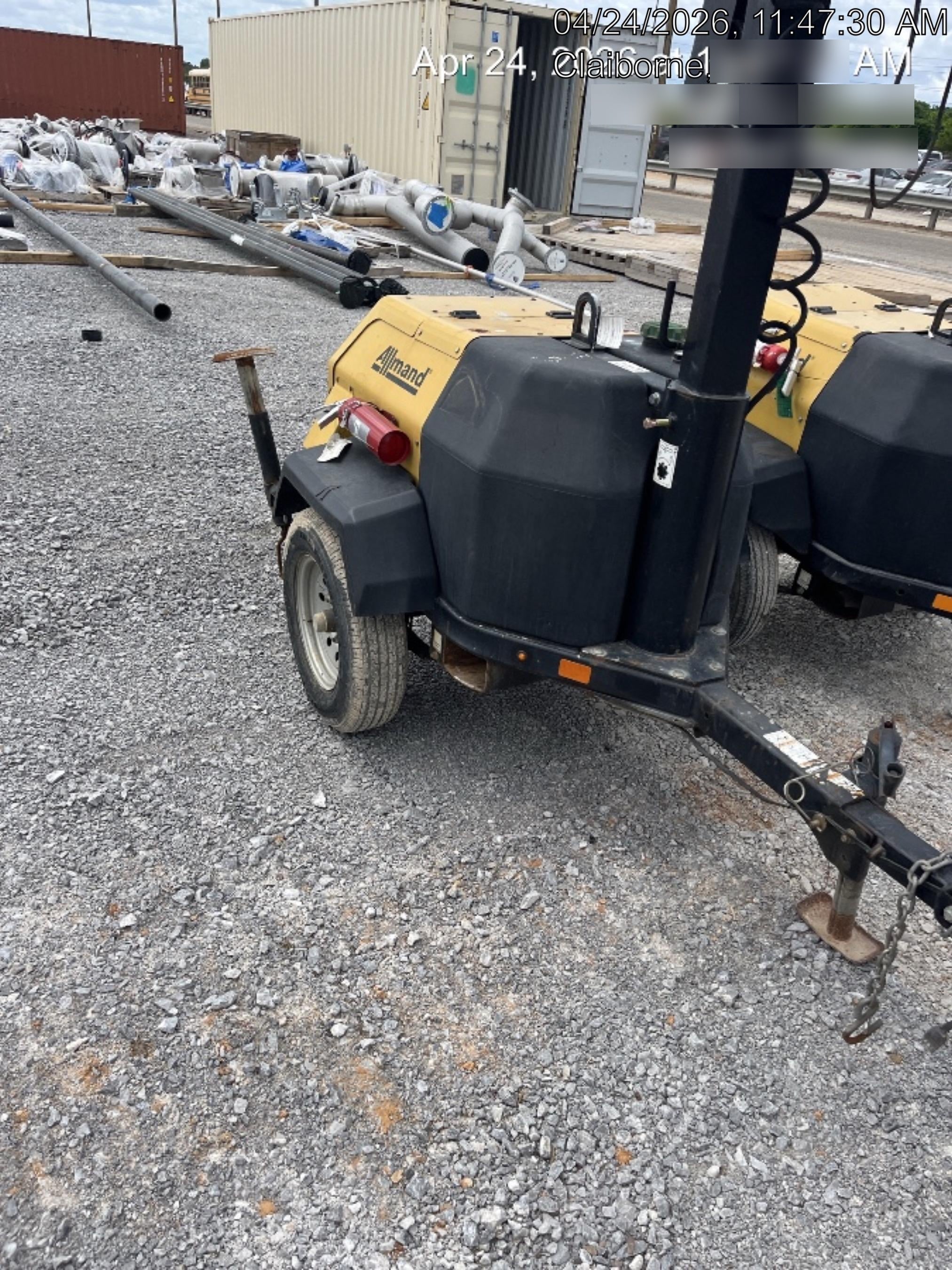 2022 Allmand NLV3GR (4) LED Light Fixture 350W, 23' Vertical Mast, 3kW Prime, Towable, Deep Sea L401, Leveling Jacks, Yanmar T4F 5.8hp