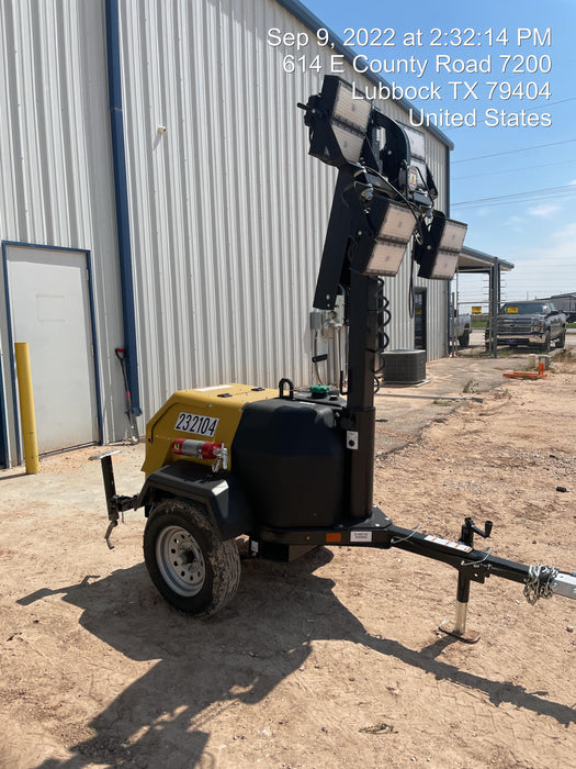 2022 Allmand NLV3GR (4) LED Light Fixture 350W, 23' Vertical Mast, 3kW Prime, Towable, Deep Sea L401, Leveling Jacks, Yanmar T4F 5.8hp