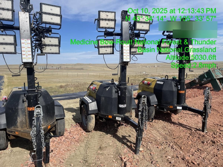 2022 Allmand NLV3GR (4) LED Light Fixture 350W, 23' Vertical Mast, 3kW Prime, Towable, ES Decals, T3