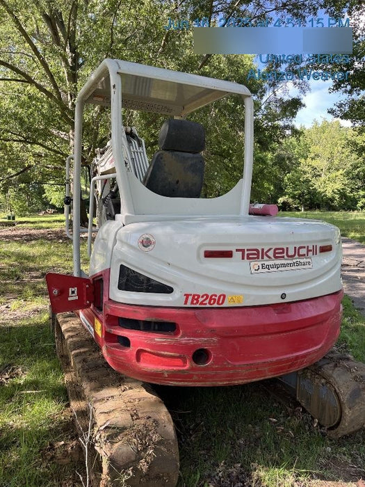 2019 Takeuchi TB260 Takeuchi TB260 Canopy w/Rubber Tracks, Auxiliary Hydraulics, Standard Blade, Manual QC