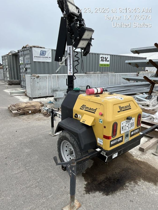 2022 Allmand NLV3GR (4) LED Light Fixture 350W, 23' Vertical Mast, 3kW Prime, Towable, ES Decals, T3