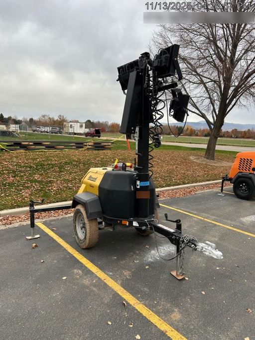 2022 Allmand NLV3GR (4) LED Light Fixture 350W, 23' Vertical Mast, 3kW Prime, Towable, ES Decals, T3