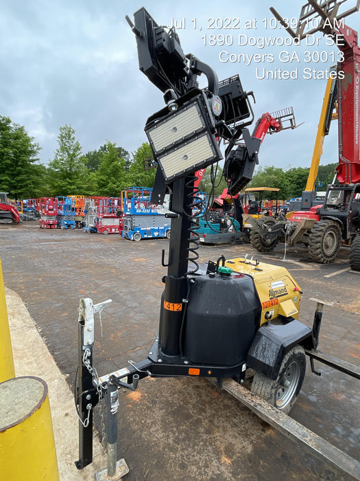 2021 Allmand NLV3GR (4) LED Light Fixture 350W, 23' Vertical Mast, 3kW Prime, Towable, Deep Sea L401, Leveling Jacks, Yanmar T4F 5.8hp