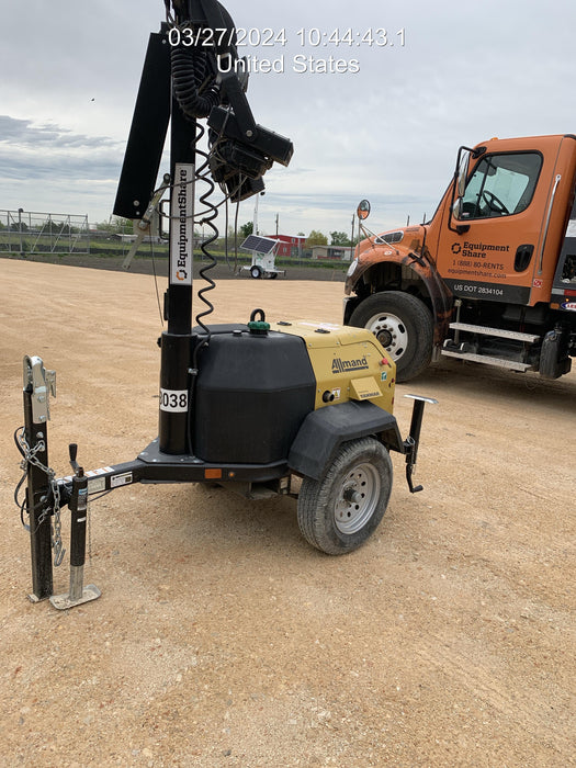 2022 Allmand NLV3GR (4) LED Light Fixture 350W, 23' Vertical Mast, 3kW Prime, Towable, ES Decals, T3