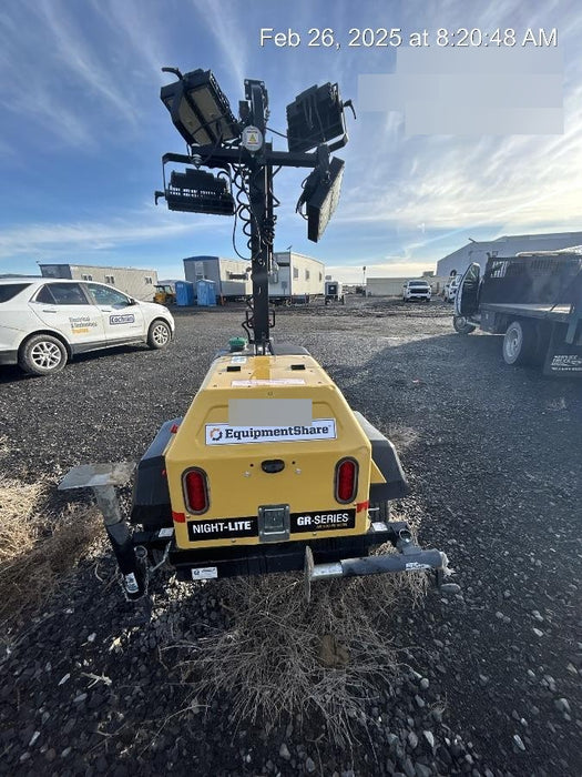 Allmand NLV3GR (4) LED Light Fixture 350W, 23' Vertical Mast, 3kW Prime, Towable, Deep Sea L401, Leveling Jacks, Yanmar T4F 5.8hp