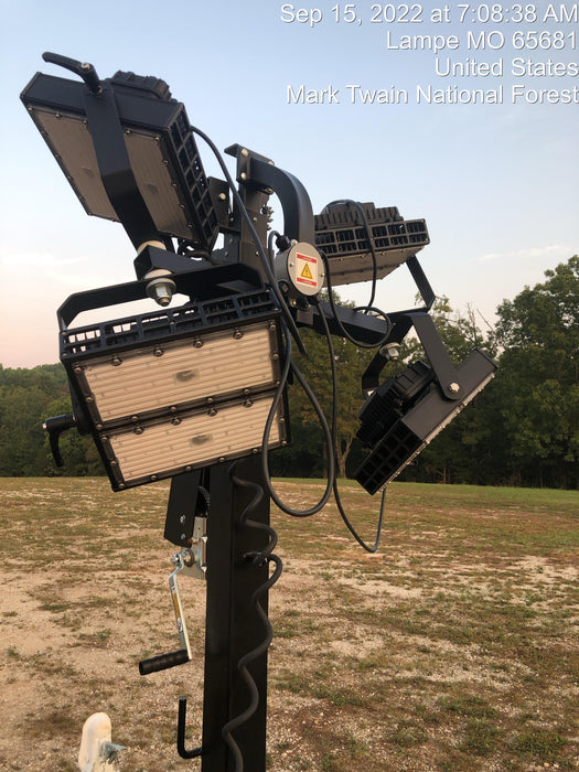 2022 Allmand NLV3GR (4) LED Light Fixture 350W, 23' Vertical Mast, 3kW Prime, Towable, Deep Sea L401, Leveling Jacks, Yanmar T4F 5.8hp