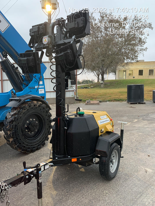 2022 Allmand NLV3GR (4) LED Light Fixture 350W, 23' Vertical Mast, 3kW Prime, Towable, ES Decals, T3