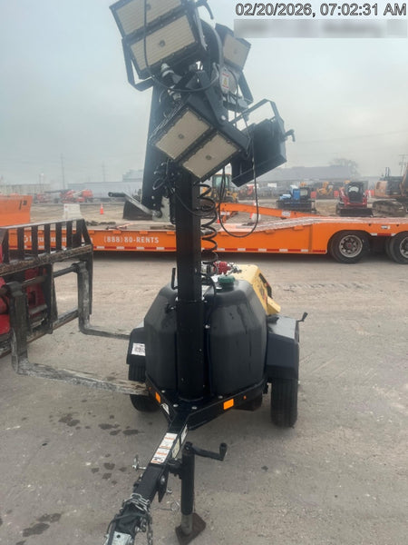 2022 Allmand NLV3GR (4) LED Light Fixture 350W, 23' Vertical Mast, 3kW Prime, Towable, Deep Sea L401, Leveling Jacks, Yanmar T4F 5.8hp