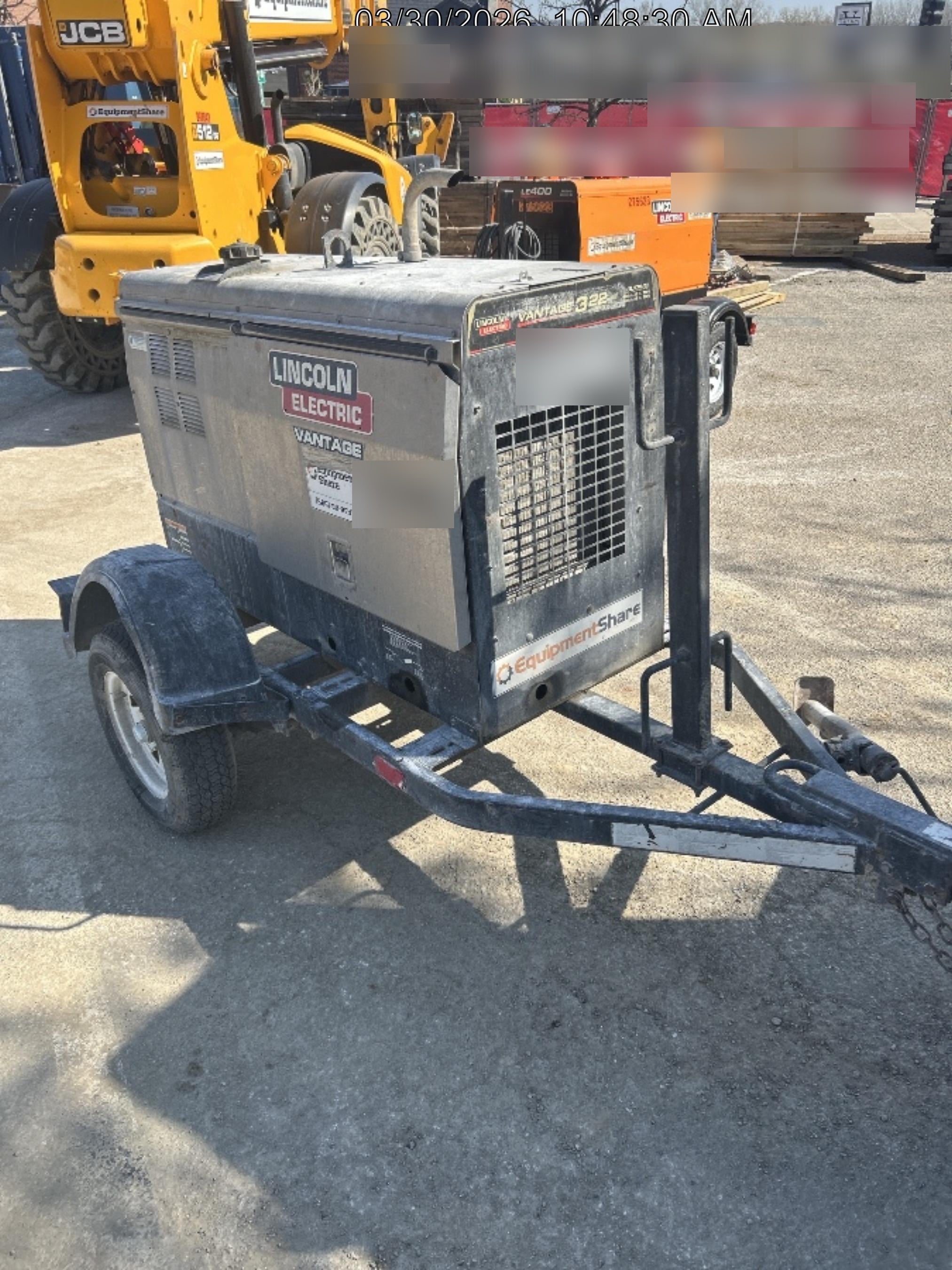 2018 Lincoln Electric Vantage 322 Lincoln Vantage 322 Welder Ready Pak 3 - Vantage 322, Trailer, Fender and light kit, Cable rack