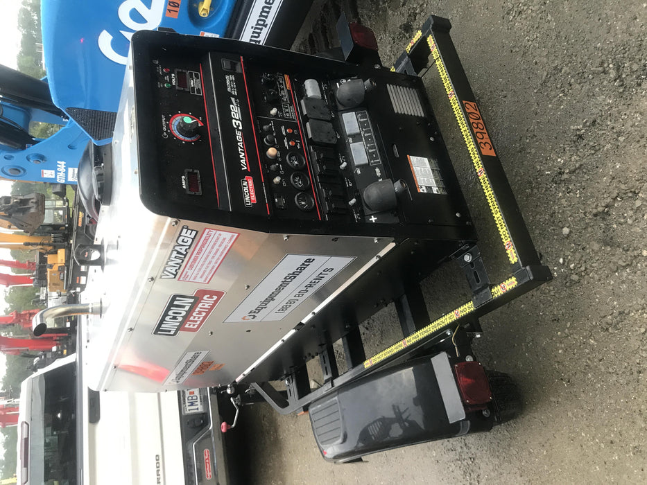 2019 Lincoln Electric Vantage 322 Welder Ready-Pak 3, Two wheel trailer, Fender and Light kit, Cable Rack