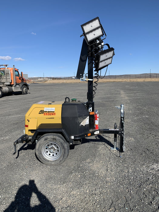 2020 Allmand NLV3GR (4) LED Light Fixture 350W, 23' Vertical Mast, 3kW Prime, Towable, Deep Sea L401, Leveling Jacks, Yanmar T4F 5.8hp