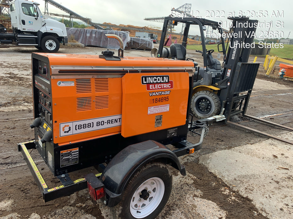 2021 Lincoln Electric Vantage 322 Vantage 322 Ready Pak 3 w/ Decals, ORANGE (includes trailer, cable rack, fender light kit) NO Telematics