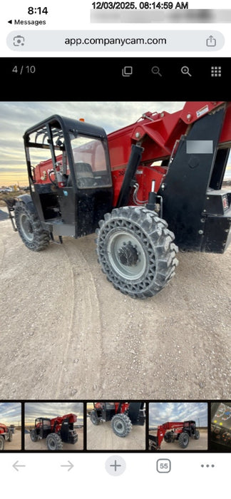 2019 Manitou MTA10055 Canopy, 120 HP, Solid Tires, Work Lights, Lift Hook, Auxiliary Hydraulics 66" Carriage and 60" Forks
