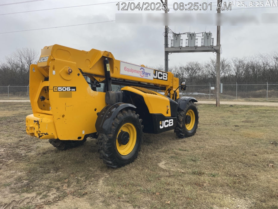 2019 JCB 506-36 Canopy, 74 HP, Foam Filled Tires, STD Worklight, Beacon, Aux Hydraulics, Lifting Eye, Back up Alarm 48" Carriage/48" Forks