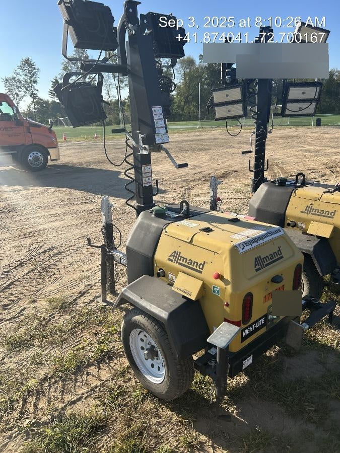 Allmand NLV3GR (4) LED Light Fixture 350W, 23' Vertical Mast, 3kW Prime, Towable, Deep Sea L401, Leveling Jacks, Yanmar T4F 5.8hp