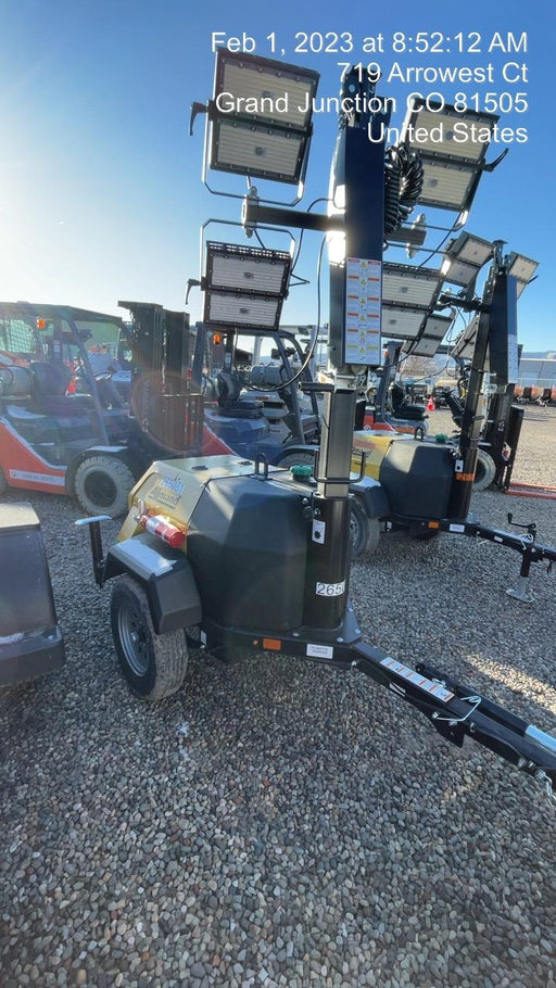 2022 Allmand NLV3GR (4) LED Light Fixture 350W, 23' Vertical Mast, 3kW Prime, Towable, ES Decals, T3