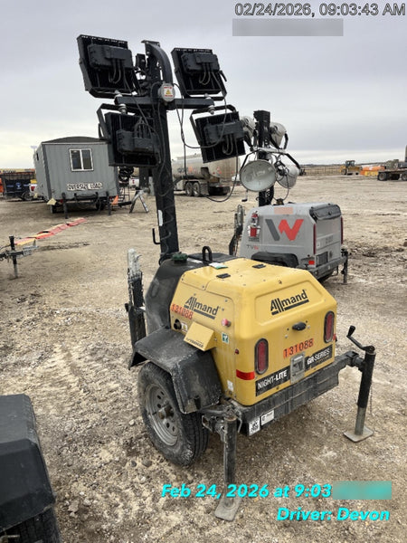 2021 Allmand NLV3GR (4) LED Light Fixture 350W, 23' Vertical Mast, 3kW Prime, Towable, Deep Sea L401, Leveling Jacks, Yanmar T4F 5.8hp