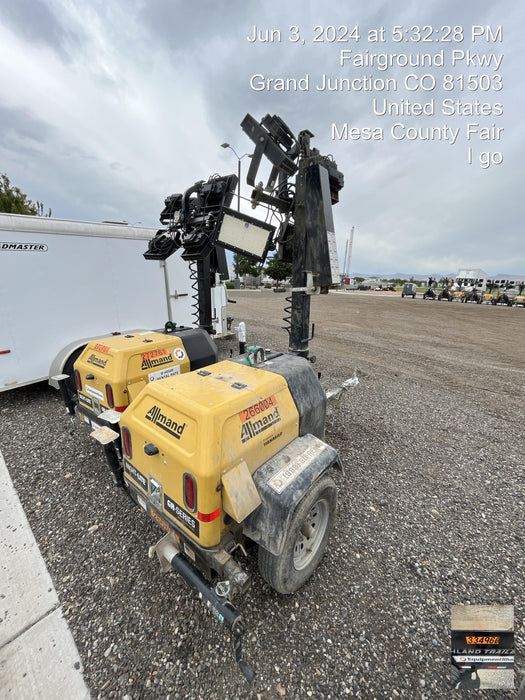 2022 Allmand NLV3GR (4) LED Light Fixture 350W, 23' Vertical Mast, 3kW Prime, Towable, ES Decals, T3