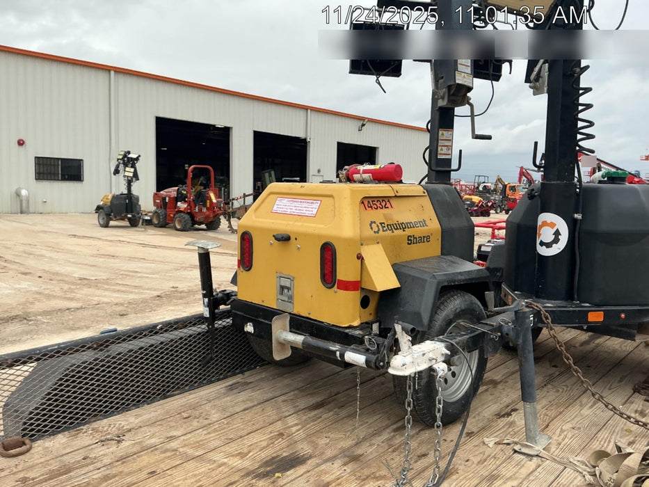 2021 Allmand NLV3GR (4) LED Light Fixture 350W, 23' Vertical Mast, 3kW Prime, Towable, Deep Sea L401, Leveling Jacks, Yanmar T4F 5.8hp