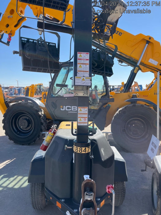 Allmand NLV3GR (4) LED Light Fixture 350W, 23' Vertical Mast, 3kW Prime, Towable, Deep Sea L401, Leveling Jacks, Yanmar T4F 5.8hp