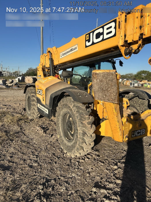 2019 JCB 512-56 74 HP w/CAB/HVAC, Beacon, Aux Hydraulics, Worklights, Solid Tires w/60" Carriage/Forks