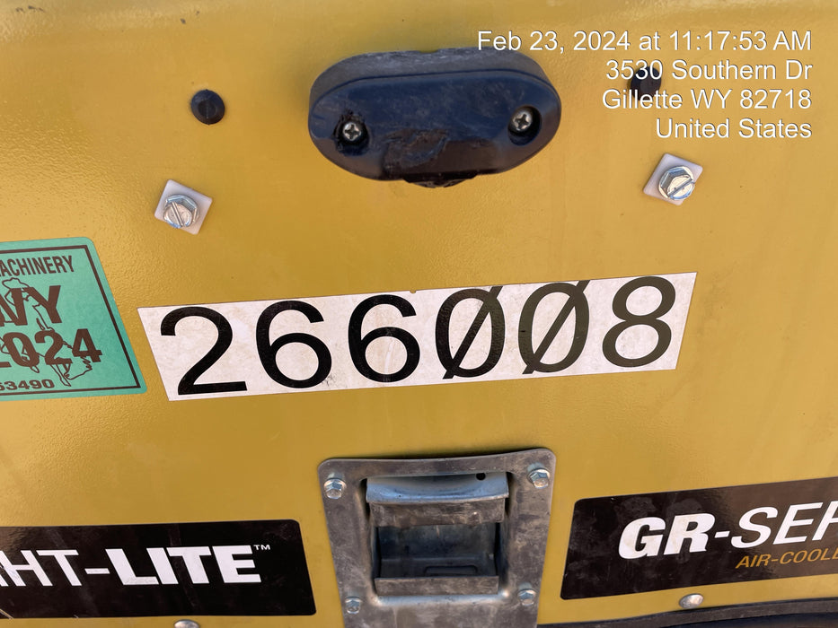 2022 Allmand NLV3GR (4) LED Light Fixture 350W, 23' Vertical Mast, 3kW Prime, Towable, ES Decals, T3