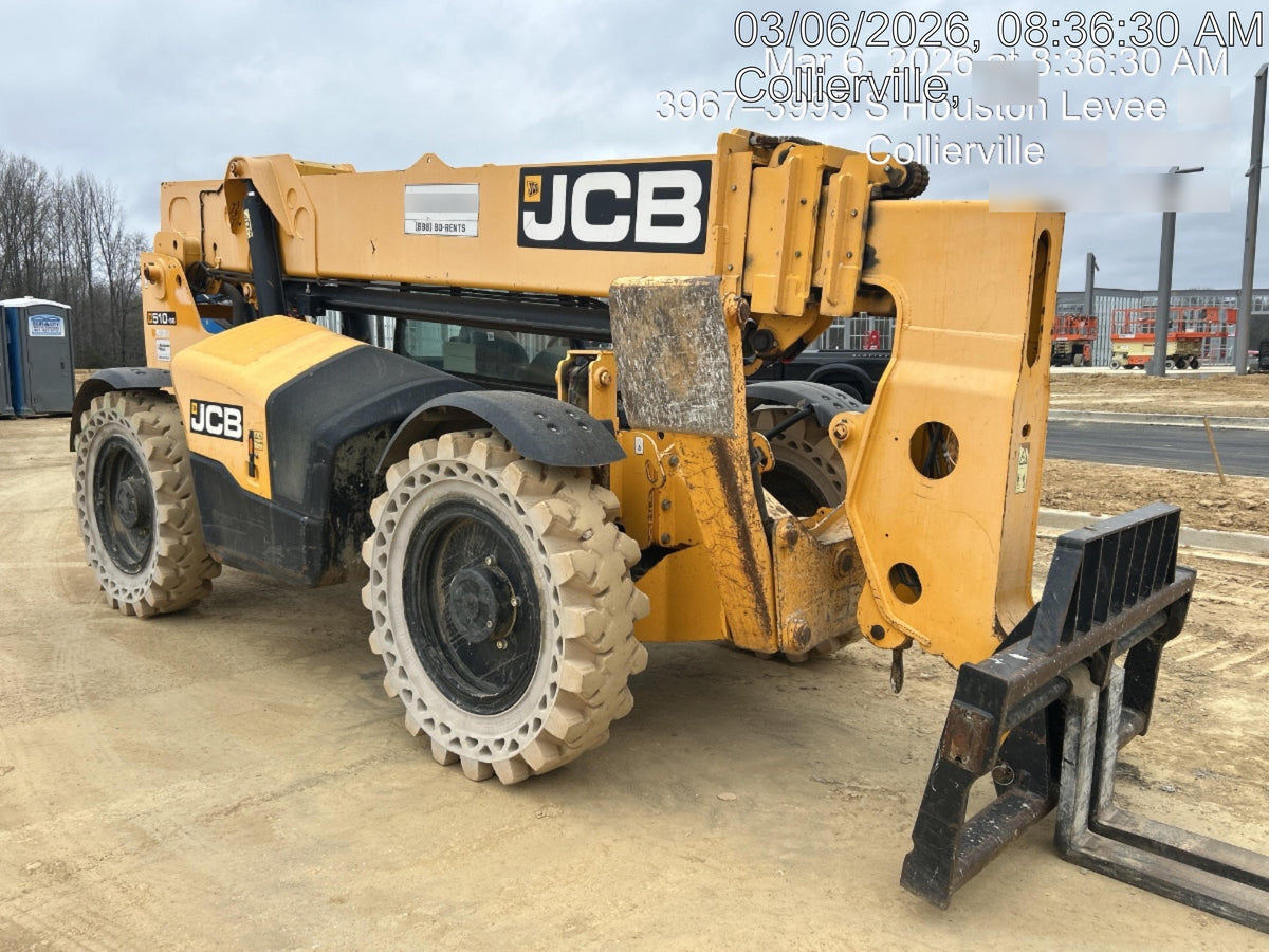 2019 JCB 510-56 Open ROPS, 74 HP, Solid Tires, Worklights, Beacon, Aux Hydraulics, Lifting Eye, 60" Carriage/60" Forks