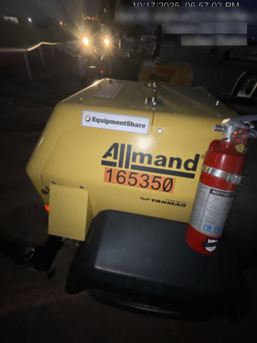 2021 Allmand NLV3GR (4) LED Light Fixture 350W, 23' Vertical Mast, 3kW Prime, Towable, Deep Sea L401, Leveling Jacks, Yanmar T4F 5.8hp